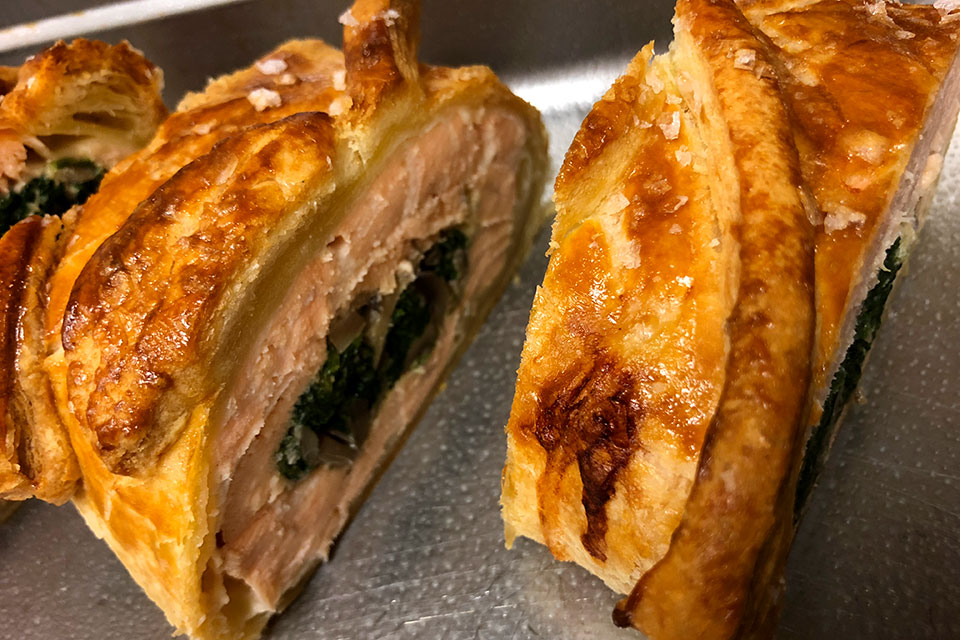 Salmon Wellington ':' Elevate your dining experience with this classic family favourite.